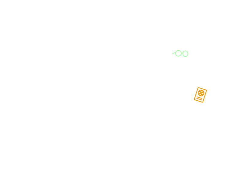 Illustratie van een persoon die het huis verlaat met een paspoort in de hand.